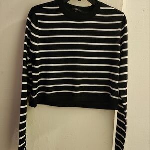 Tibi Black and White Stripe Crop Top Small
